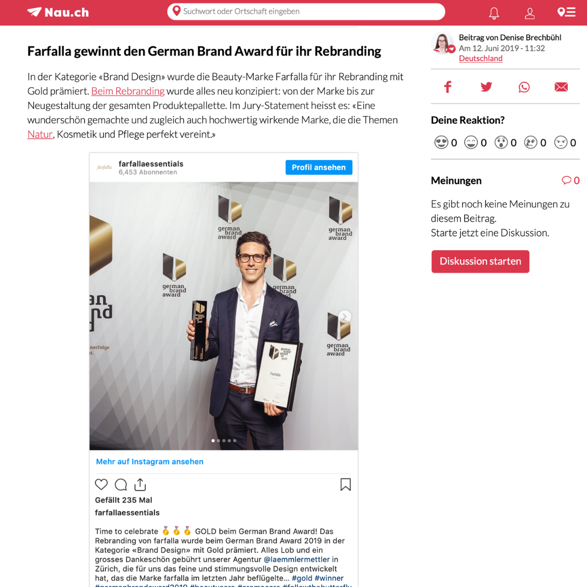 Gold at the German Brand Award for rebranding